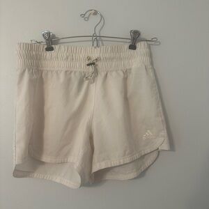 Adidas Cream Athletic Shorts Elastic Waist